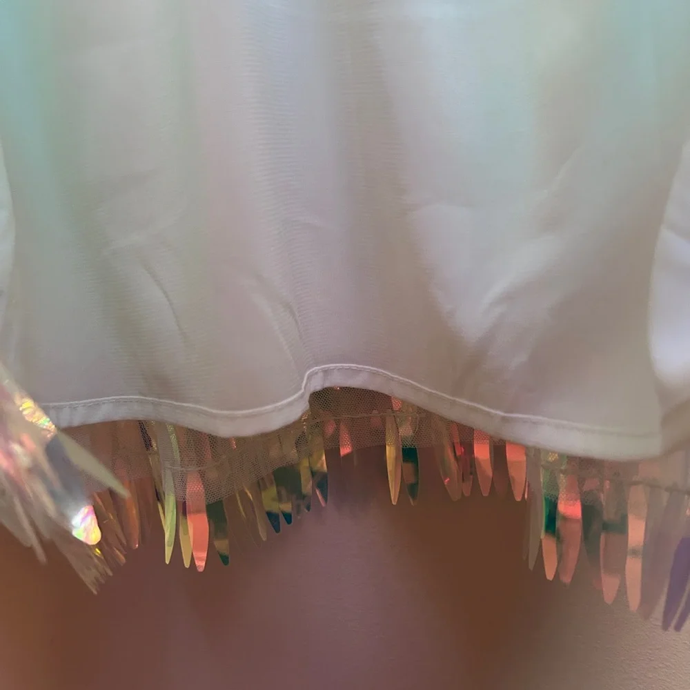 Iridescent Sequin Fringe Party Mini Body Con Dress M - Picture 16 of 16